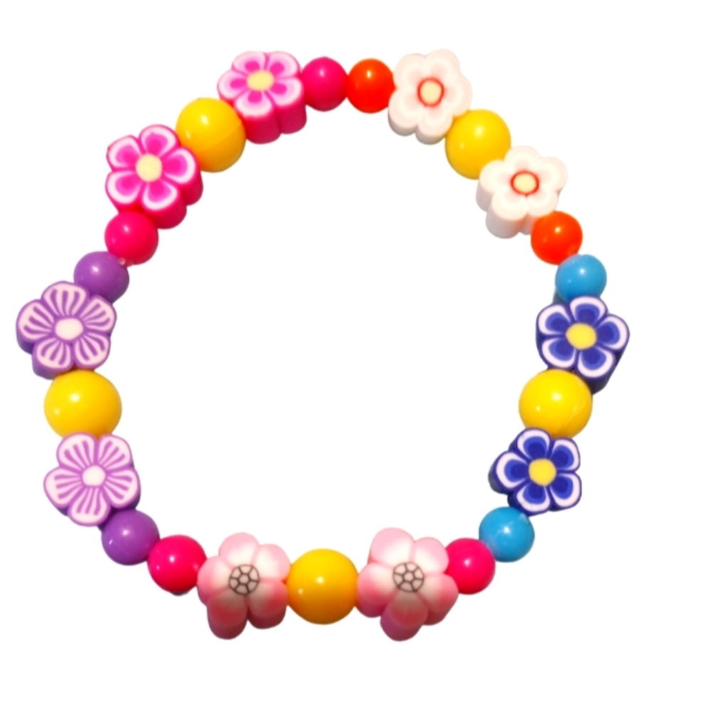 NWT kids Handcrafted Rainbow Assortment of Flowers  bracelet